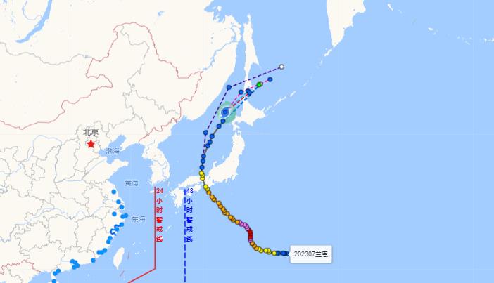 温州台风网台风2023实时路径图 “兰恩”将于今夜变性为温带气旋
